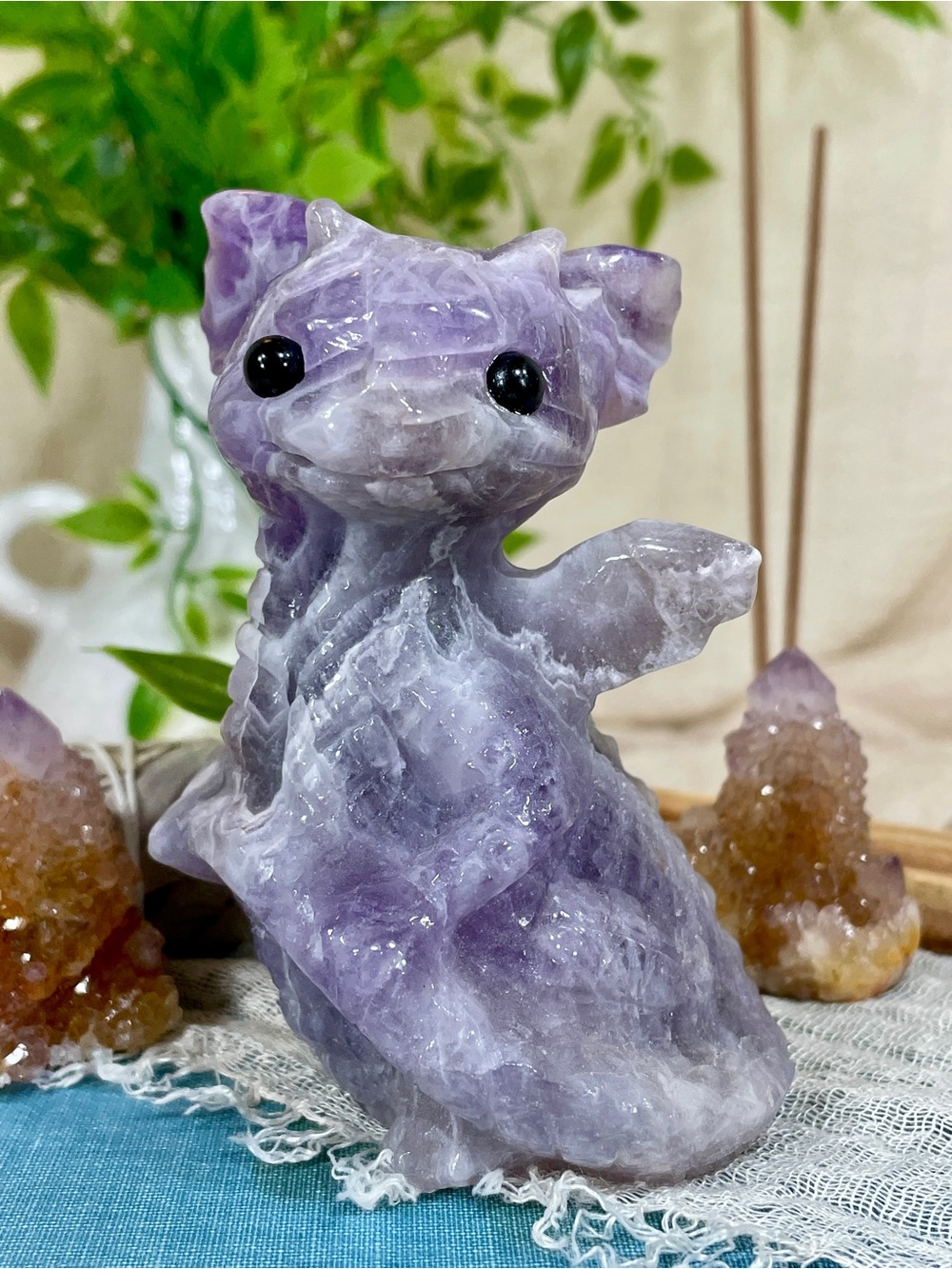 !!! NEW !!! 2657 Purple Amethyst Dragon Crystal Carving